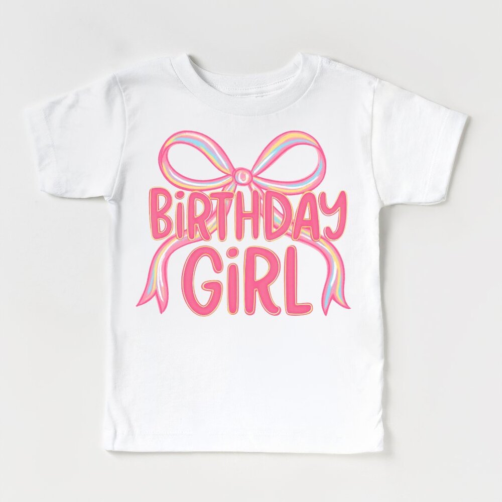 Birthday Girl Ribbon T-Shirt Kid & Adult Sizes Choose Your Color